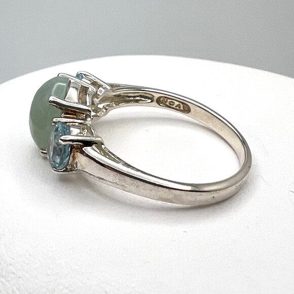 Avon Genuine Jade and Blue Topaz 925 Ring - Picture 4 of 4